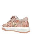 Lastikli Cırtlı Deri Spor Ayakkabı Pudra