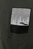 GLOBAY 3148 HSK BASKILI T-SHIRT-KOYU YEŞİL