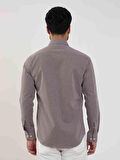 Dufy Kahverengi Erkek Slim Fit Puantiyeli Brent Yaka Uzun Kol Gömlek - 101854