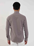 Dufy Kahverengi Erkek Slim Fit Puantiyeli Brent Yaka Uzun Kol Gömlek - 101854