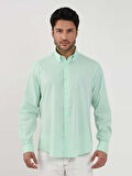 Dufy Yeşil Erkek Regular Fit Düz Brent Düğmeli Yaka Uzun Kol Gömlek - 102194