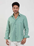 Dufy Yeşil Erkek Regular Fit Kareli Brent Düğmeli Yaka Uzun Kol Gömlek - 102289