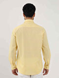 Dufy Sarı Erkek Regular Fit Kareli Brent Düğmeli Yaka Uzun Kol Gömlek - 102349