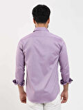 Dufy Lila Erkek Slim Fit Düz Brent Düğmeli Yaka Uzun Kol Gömlek - 102464