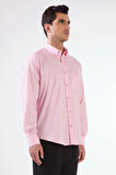 Pembe Erkek Regular Fit Kareli Brent Yaka Uzun Kol Gömlek 