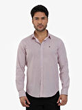 Dufy Bordo Erkek Slim Fit Pitikare Desenli Brent Yaka Uzun Kol Gömlek - 102991