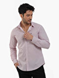 Dufy Bordo Erkek Slim Fit Pitikare Desenli Brent Yaka Uzun Kol Gömlek - 102991