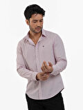Dufy Bordo Erkek Slim Fit Pitikare Desenli Brent Yaka Uzun Kol Gömlek - 102991