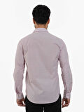 Dufy Bordo Erkek Slim Fit Pitikare Desenli Brent Yaka Uzun Kol Gömlek - 102991