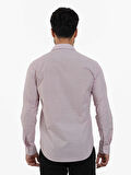 Dufy Bordo Erkek Slim Fit Pitikare Desenli Brent Yaka Uzun Kol Gömlek - 102991