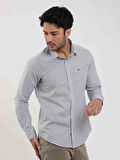 Dufy Siyah Erkek Slim Fit Pitikare Desenli Brent Yaka Uzun Kol Gömlek - 103001