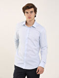 Dufy Mavi Erkek Slim Fit Klasik Yaka Uzun Kol Gömlek - 103149