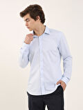 Dufy Mavi Erkek Slim Fit Klasik Yaka Uzun Kol Gömlek - 103149
