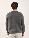 Dufy Antrasit Erkek Oversize Düz Pamuklu Bisiklet Yaka Sweatshirt - 103702