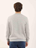 Dufy Gri Melanj Erkek Oversize Düz Pamuklu Bisiklet Yaka Sweatshirt - 103707