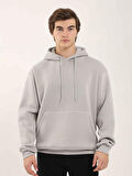 Dufy Taş Erkek Oversize Düz Pamuklu Kapüşonlu Sweatshirt - 103727