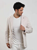 Dufy Krem Erkek Slim Fit Düz Mono Yaka Casual Ceket - 104445