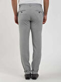 Dufy Gri Erkek Slim Fit Çizgili Gofre Desenli Pantolon - 104455