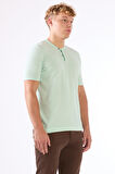 Su Yeşili Erkek Slim Fit Düz Düğmeli O Yaka Triko 