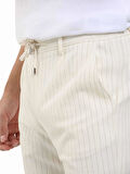 Dufy Ekru Erkek Slim Fit Çizgili Casual Short - 104661