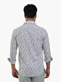 Dufy Yeşil Erkek Slim Fit Çiçek Desenli Brent Yaka Uzun Kol Gömlek - 104785