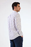 Mavi Erkek Slim Fit Çiçek Desenli Brent Yaka Uzun Kol Gömlek 