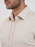 Dufy Bej Erkek Slim Fit Gofre Desenli Brent Yaka Uzun Kol Gömlek - 104810