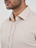 Dufy Bej Erkek Slim Fit Gofre Desenli Brent Yaka Uzun Kol Gömlek - 104810