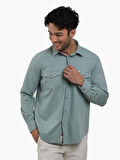 Dufy Yeşil Erkek Regular Fit Düz Klasik Yaka Uzun Kol Gömlek - 104835