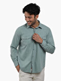 Dufy Yeşil Erkek Regular Fit Düz Klasik Yaka Uzun Kol Gömlek - 104835