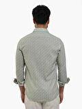 Dufy Yeşil Erkek Slim Fit Çiçek Desenli Klasik Yaka Uzun Kol Gömlek - 104880