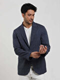 Dufy Lacivert Erkek Slim Fit Çizgili Sivri Yaka Ceket - 104442