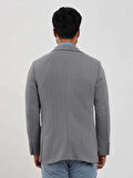 Dufy Gri Erkek Slim Fit Balıksırtı Desenli Mono Yaka Ceket - 104447