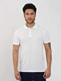 Dufy Beyaz Erkek Slim Fit Jakarlı Polo Yaka Tshirt - 105214