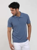 Dufy İndigo Erkek Slim Fit Jakarlı Polo Yaka Tshirt - 105224