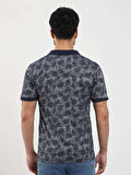 Dufy Lacivert Erkek Slim Fit Desenli Polo Yaka Tshirt - 105239