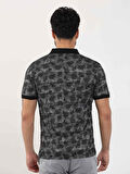 Dufy Siyah Erkek Slim Fit Desenli Polo Yaka Tshirt - 105244