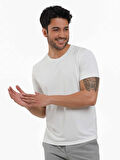 Dufy Beyaz Erkek Slim Fit Düz O Yaka Tshirt - 105249