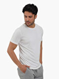 Dufy Beyaz Erkek Slim Fit Düz O Yaka Tshirt - 105249