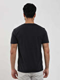 Dufy Siyah Erkek Slim Fit Düz O Yaka Tshirt - 105254