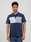 Dufy Lacivert Erkek Slim Fit Desenli Polo Yaka Tshirt - 105289