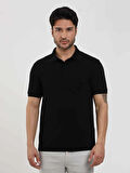Dufy Siyah Erkek Slim Fit Düz Polo Yaka Tshirt - 105121