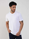 Dufy Beyaz Erkek Slim Fit Düz O Yaka Tshirt - 105456