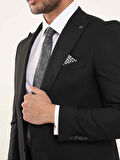 Dufy Siyah Erkek Regular Fit Düz Mono Yaka Takım Elbise - 106904