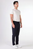 Lacivert Erkek Slim Fit Çizgili Pantolon 