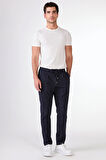Lacivert Erkek Slim Fit Çizgili Pantolon 