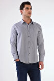 Lacivert Pamuklu Kare Desen Regular Fit Erkek Gömlek