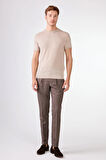 Kahve Düz Slim Fit Casual Erkek Pantolon 