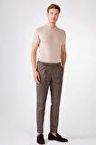 Kahve Düz Slim Fit Casual Erkek Pantolon 