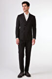 Siyah   Düz Erkek Takım Elbise - Slim Fit